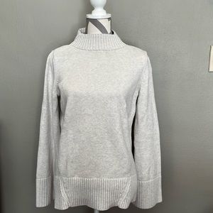 Gap medium tall mock neck rib light heather sweater 100% cotton.